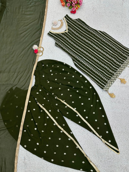 Mehendi green punjabi dhoti suit