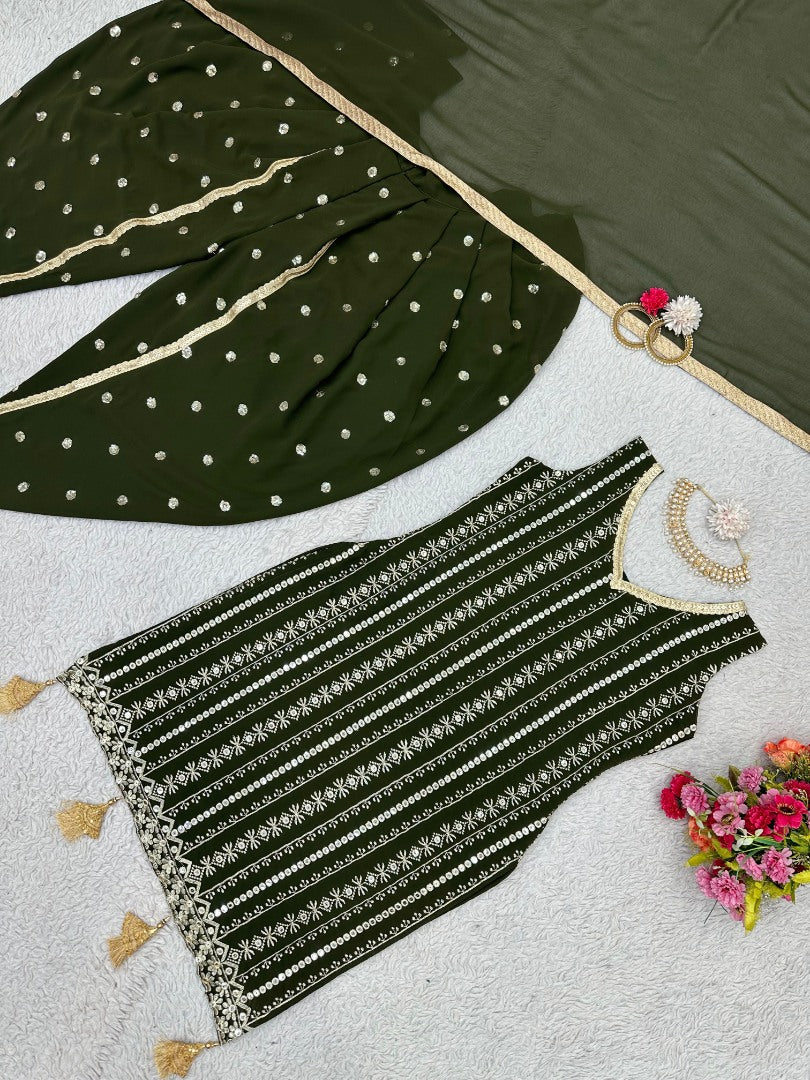 Mehendi green punjabi dhoti suit