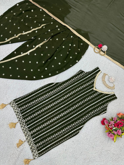 Mehendi green punjabi dhoti suit