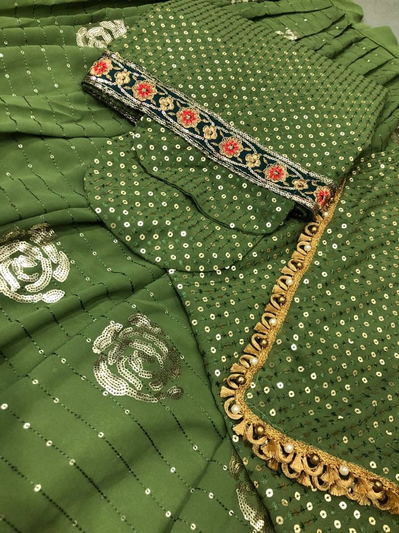 Mehndi Green georgette heavy embroidered lehenga choli