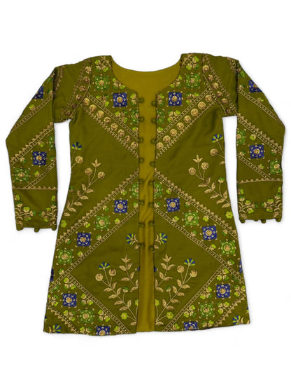Mehndi green indowestern plazzo suit