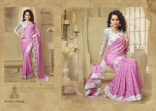 Mizzoli light pink printed Georgette Saree
