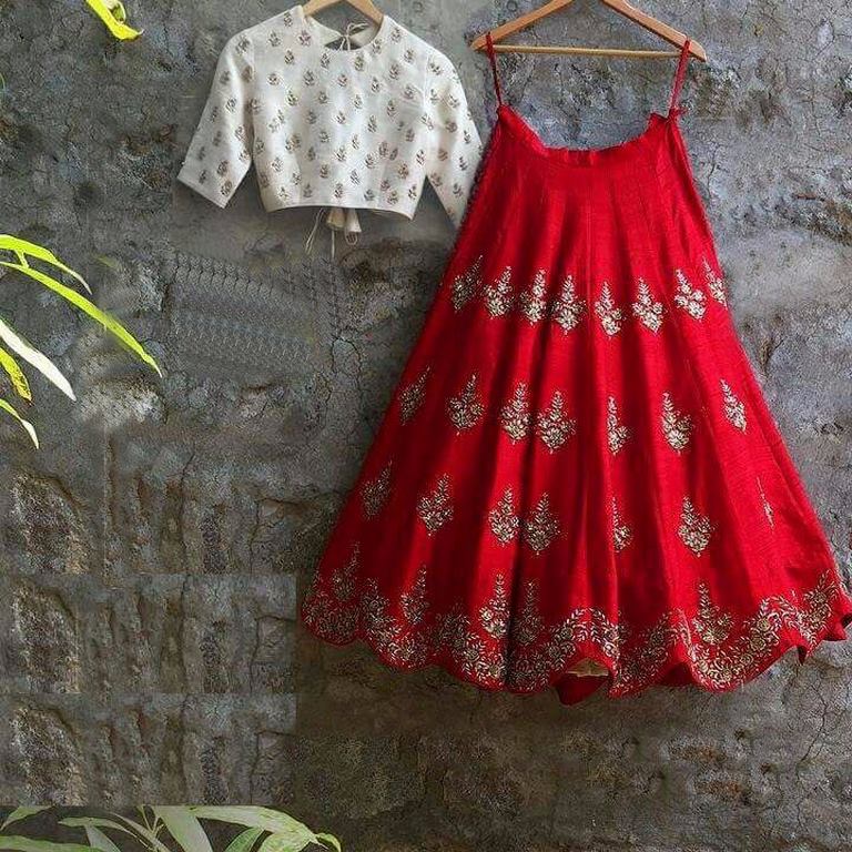 Fabulous red embroidered Wedding lehenga