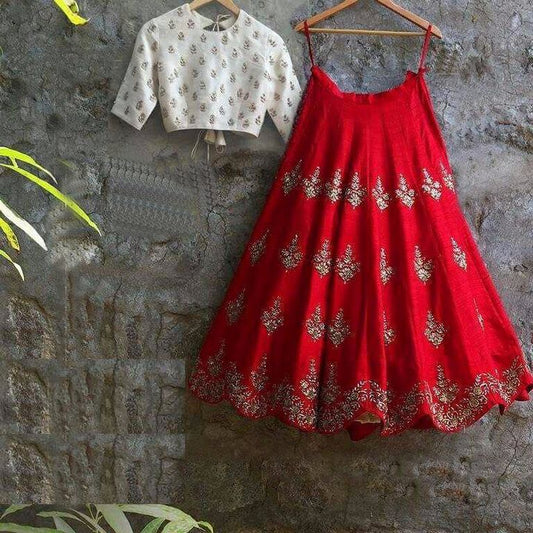 Fabulous red embroidered Wedding lehenga