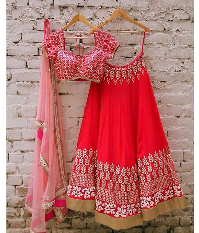 Beautiful embroidered Red Wedding lehenga