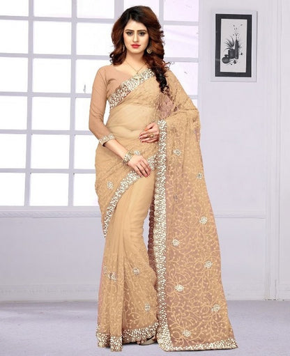 Mono net heavy embroidered wedding sarees