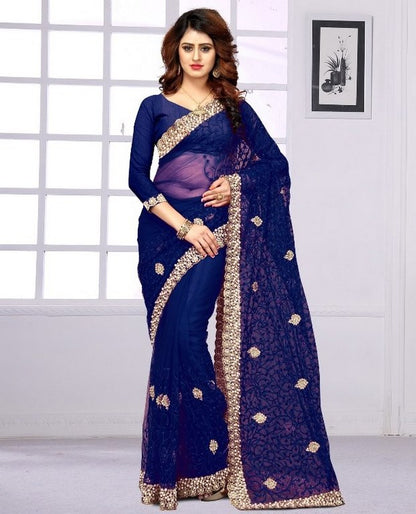 Mono net heavy embroidered wedding sarees