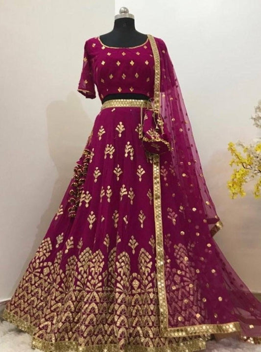 Mroon georgette heavy embroidered wedding lehenga choli