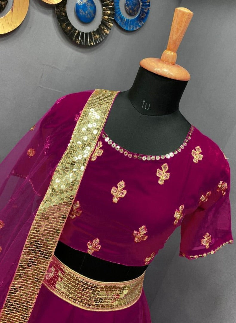 Mroon georgette heavy embroidered wedding lehenga choli