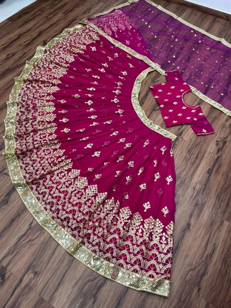 Mroon georgette heavy embroidered wedding lehenga choli