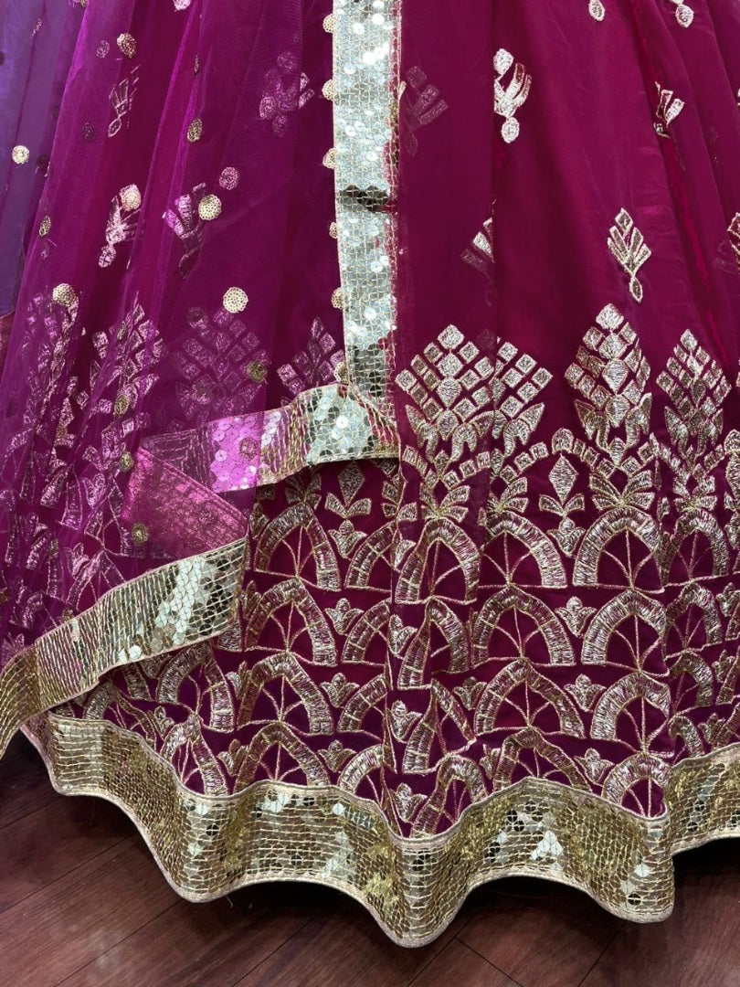 Mroon georgette heavy embroidered wedding lehenga choli