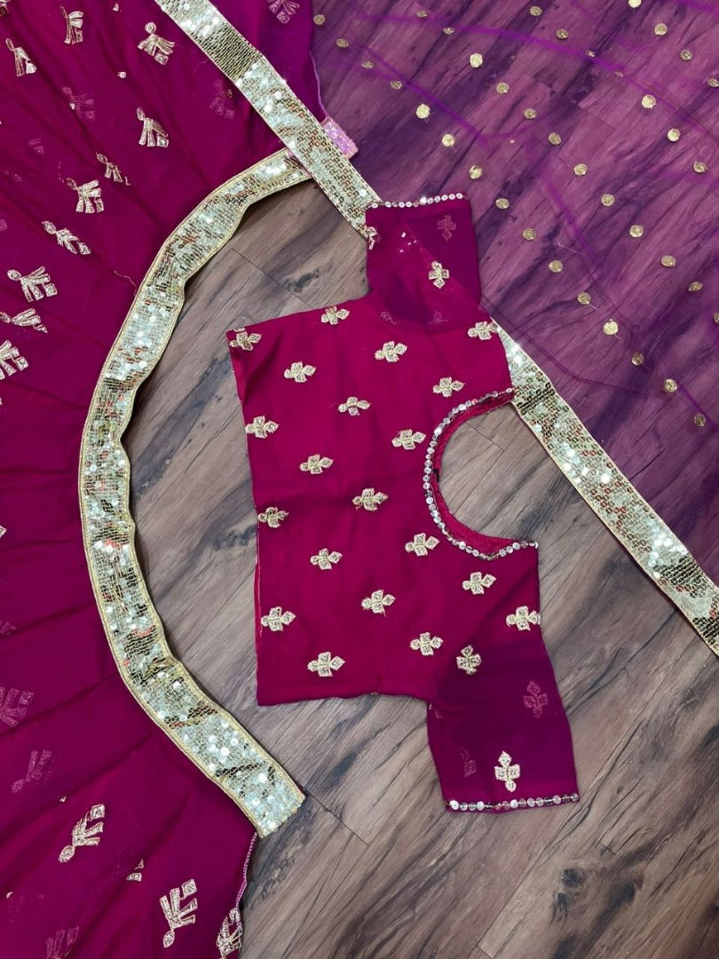 Mroon georgette heavy embroidered wedding lehenga choli