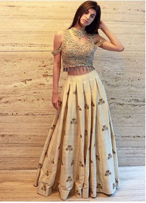 Mulbari silk multi dori worked crop top lehenga