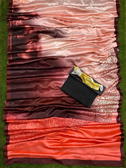 Multi color ulstra satin printed saree