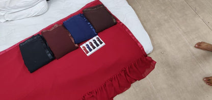 Multi colored georgette silk plain partywear saree