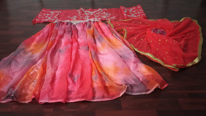 multi colored printed georgette beautiful lehenga choli