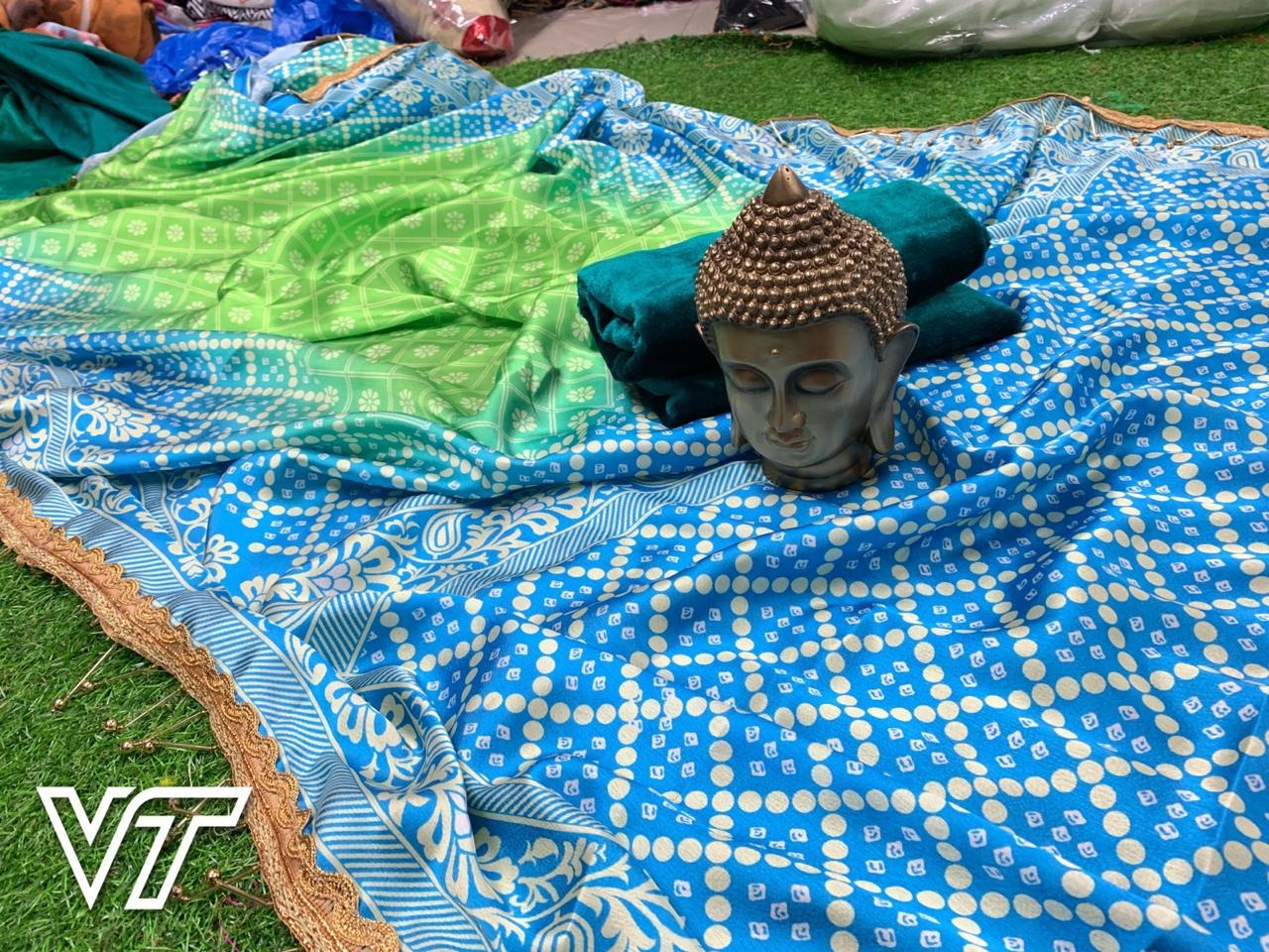 multi colored pure satin digital printed designer partywear saree