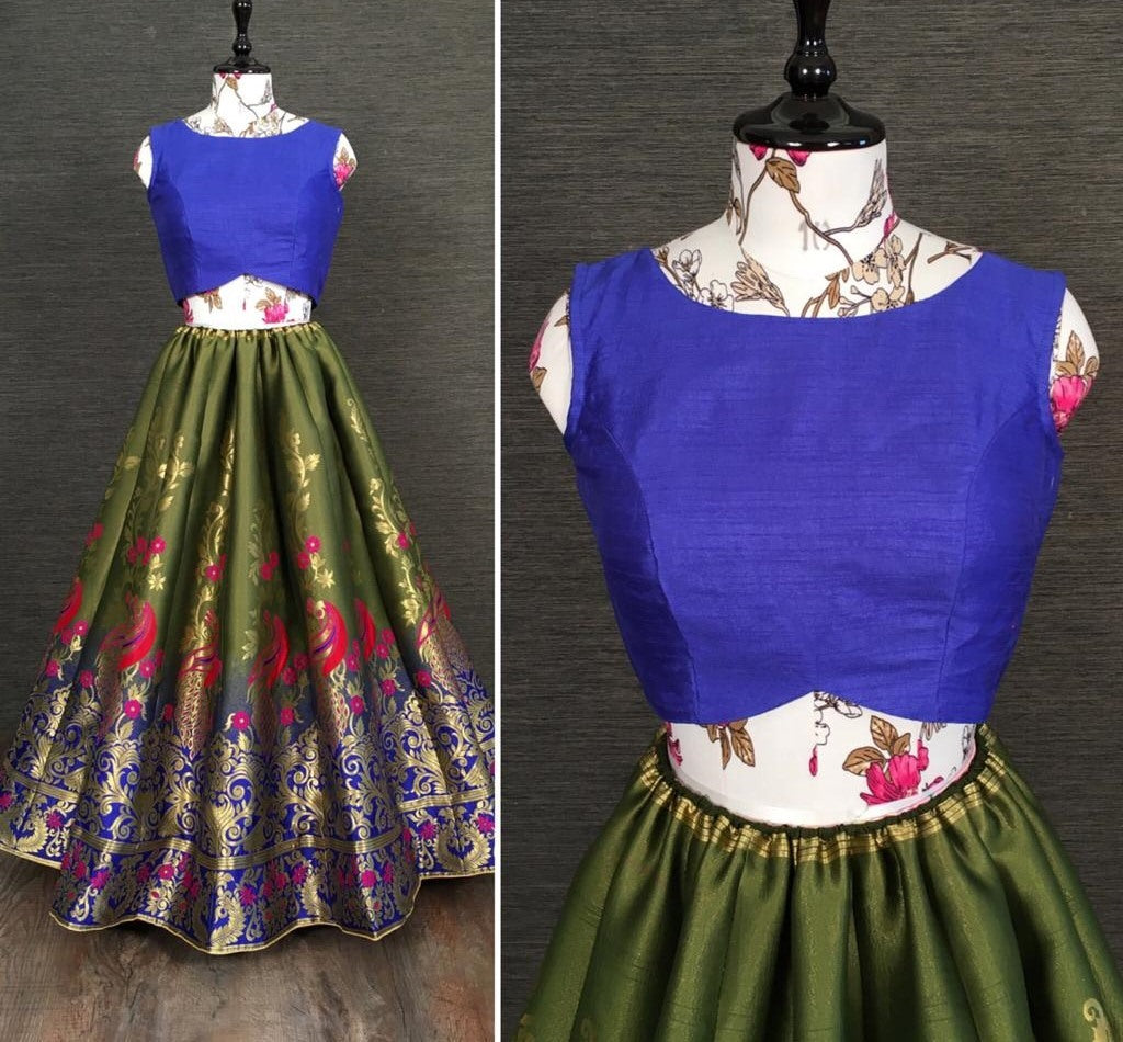 Multi colour jacquard zari work party wear lehenga choli