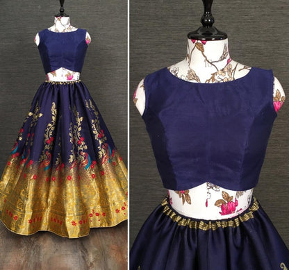 Multi colour jacquard zari work party wear lehenga choli