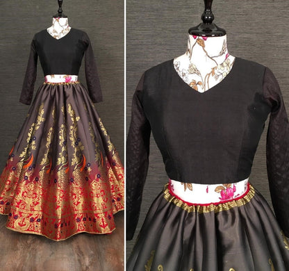 Multi colour jacquard zari work party wear lehenga choli