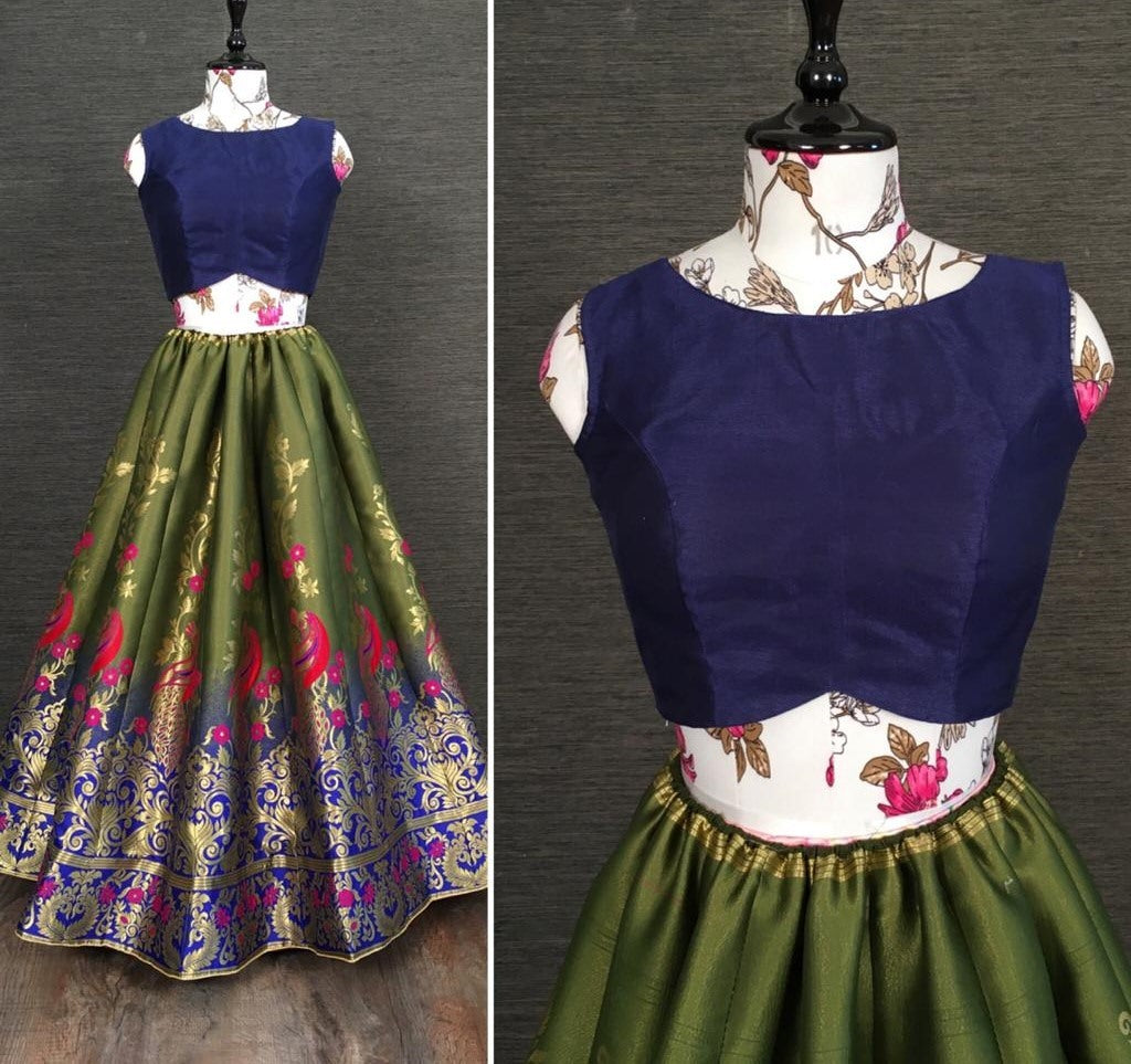 Multi colour jacquard zari work party wear lehenga choli