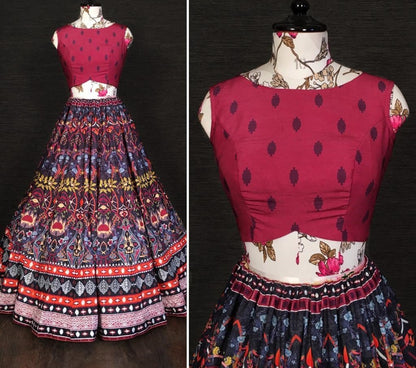 Multi colour vaishali silk printed embellish sequins work lehenga choli