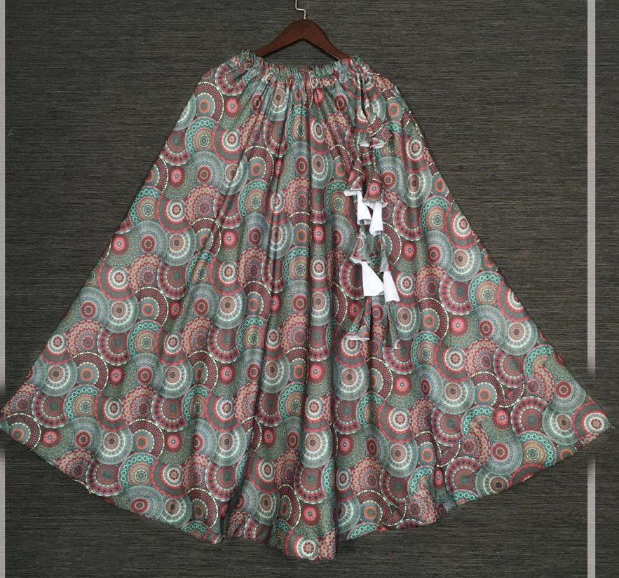 Multi-coloured rayon printed skirt