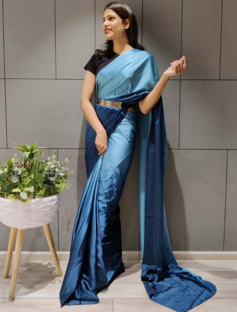 Multi shade booming silk ready to wear stylist saree