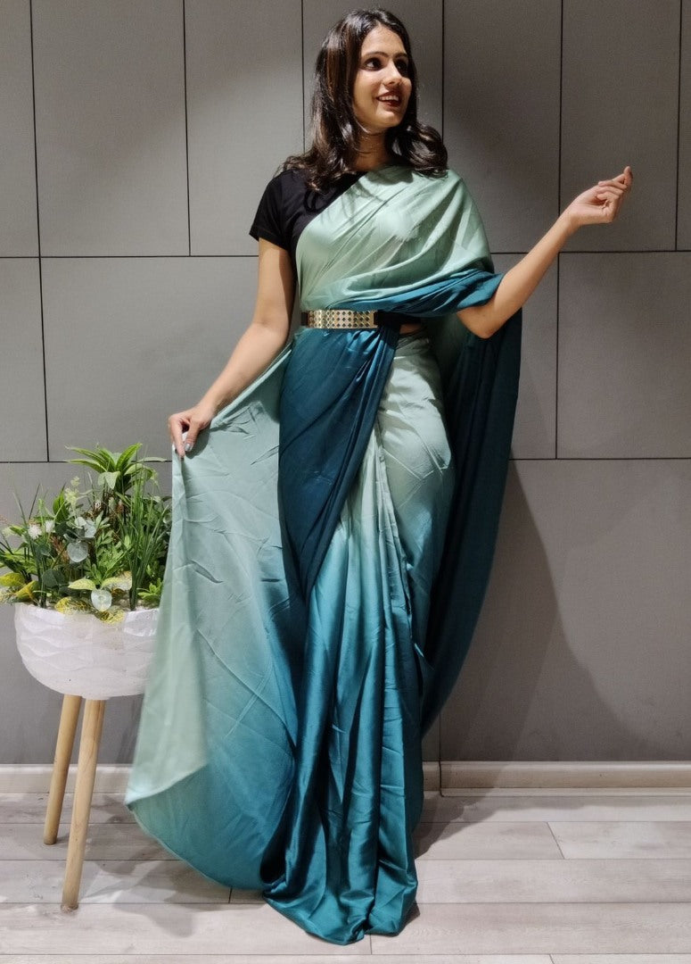Multi shade booming silk ready to wear stylist saree