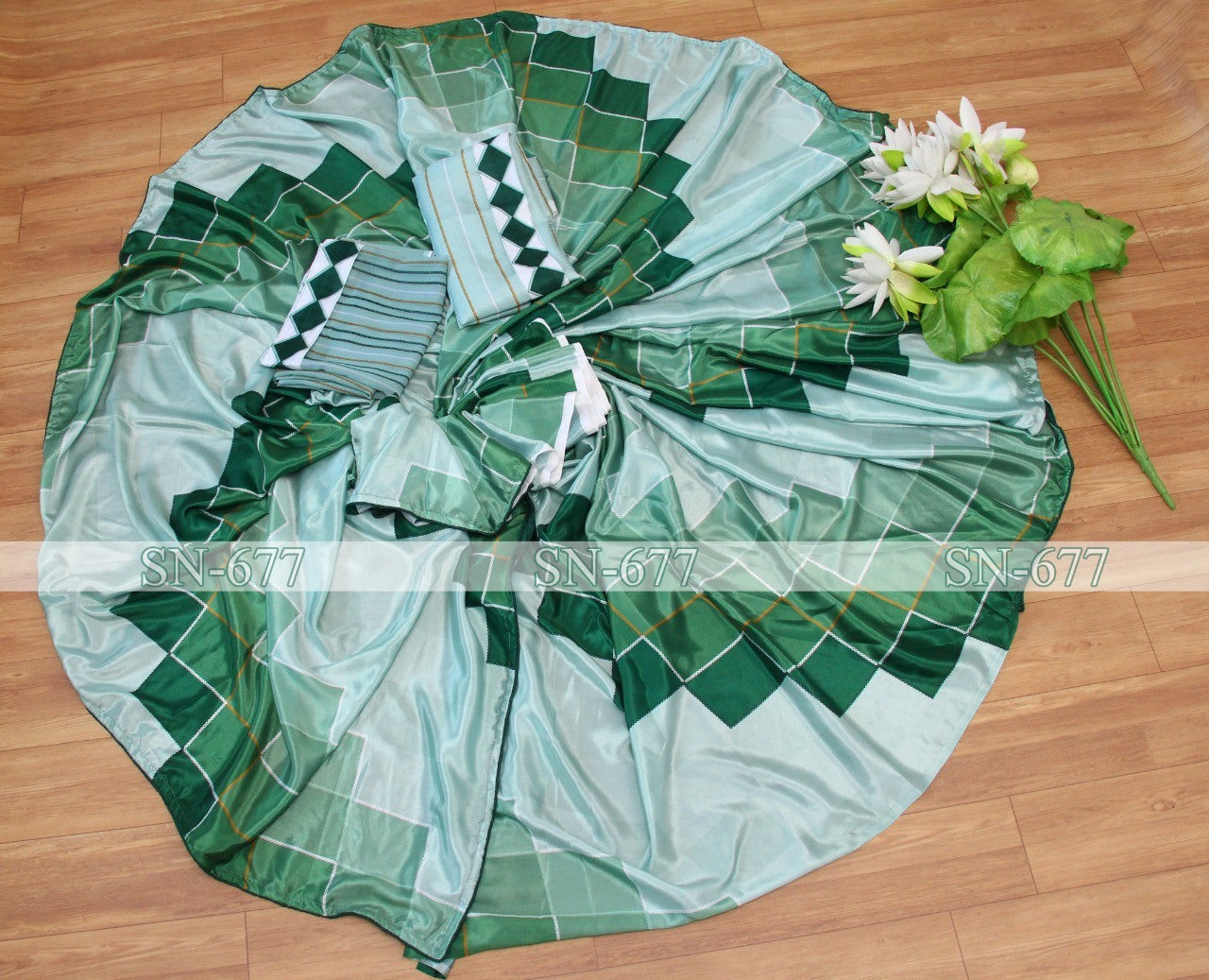 Multi shade pistagreen chinon silk digital printed saree