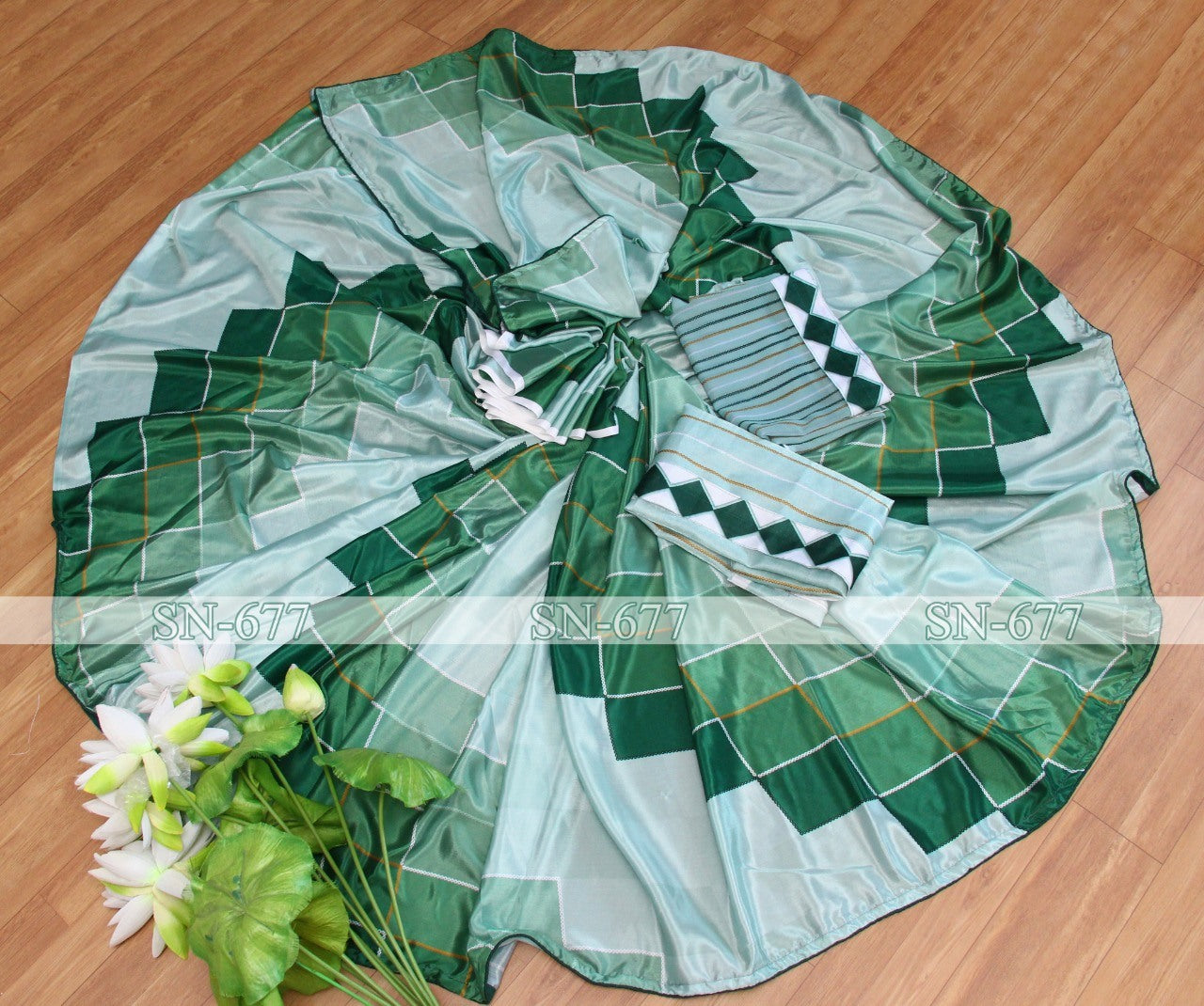 Multi shade pistagreen chinon silk digital printed saree