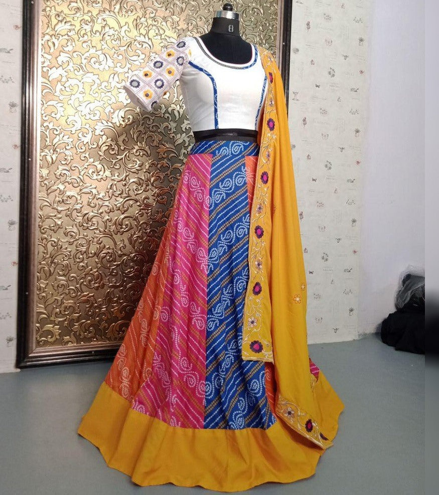 Multicolor bandhni printed festival wear lehenga choli