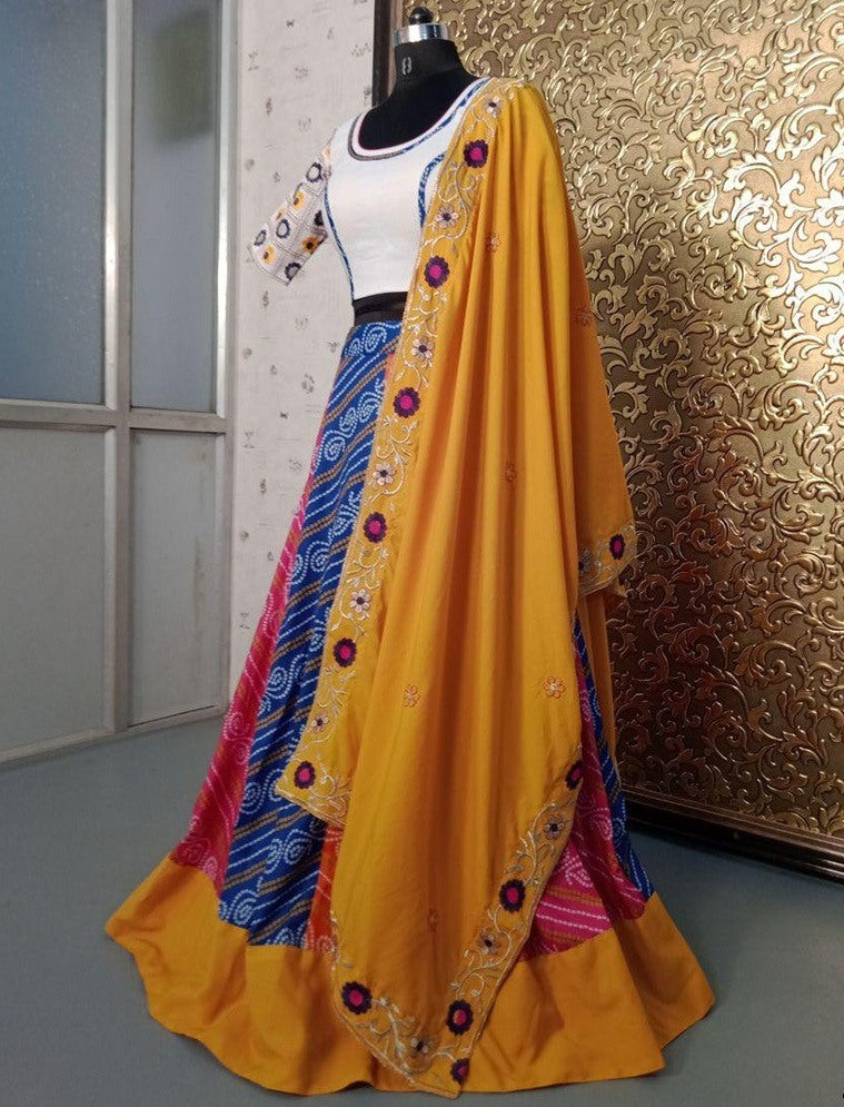 Multicolor bandhni printed festival wear lehenga choli
