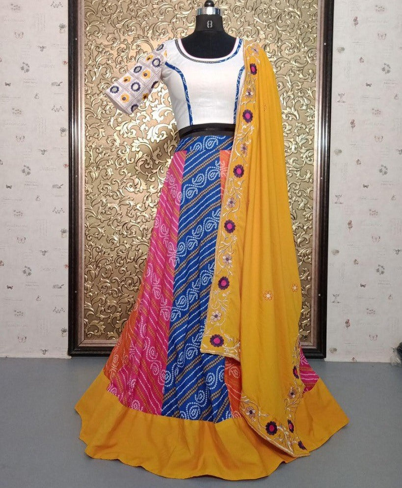 Multicolor bandhni printed festival wear lehenga choli