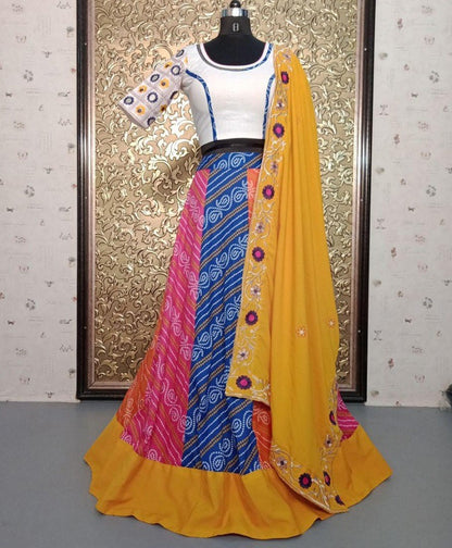 Multicolor bandhni printed festival wear lehenga choli