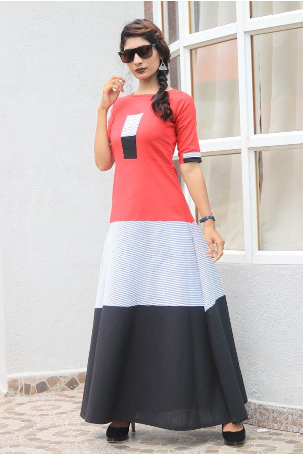 multicolor cotton long kurti
