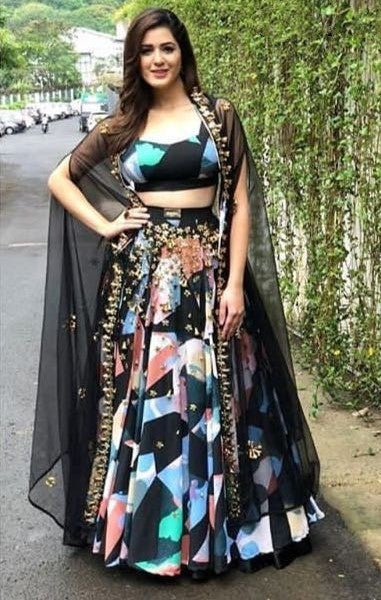 Multicolor digital printed banglori silk partywear lehenga