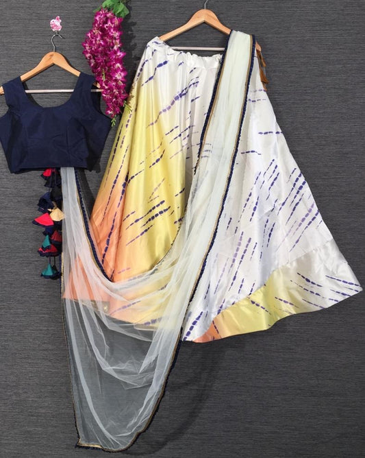 Multicolor digital printed crop top lehenga