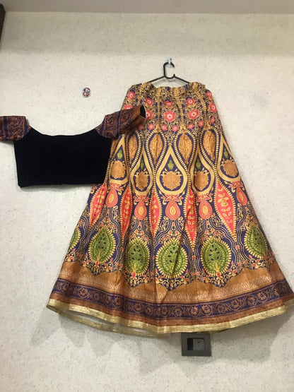 Multicolor digital printed satin beautiful festival wear lehenga choli