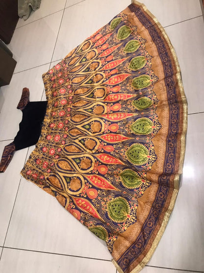 Multicolor digital printed satin beautiful festival wear lehenga choli