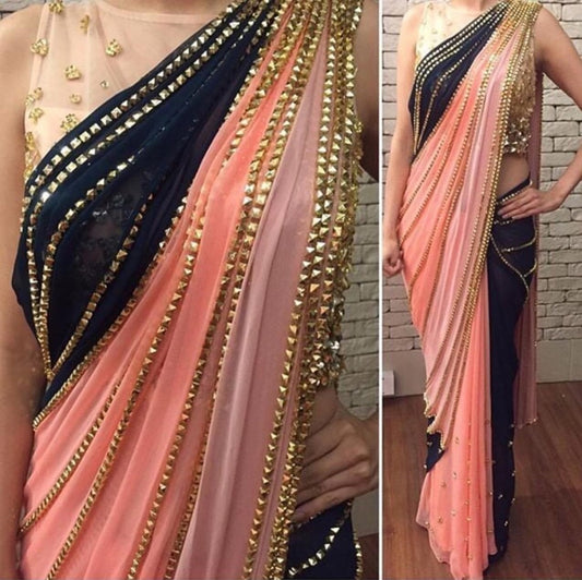 Multicolor georgette designer saree