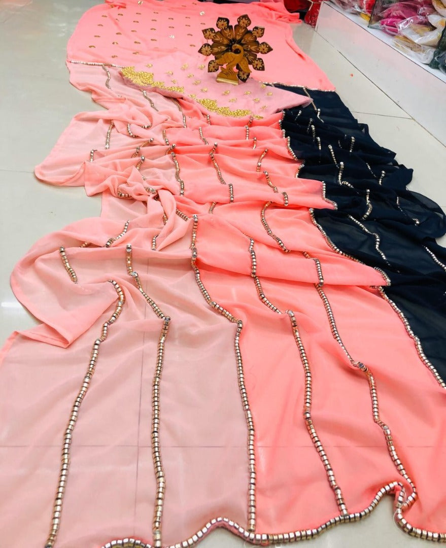 Multicolor georgette designer saree