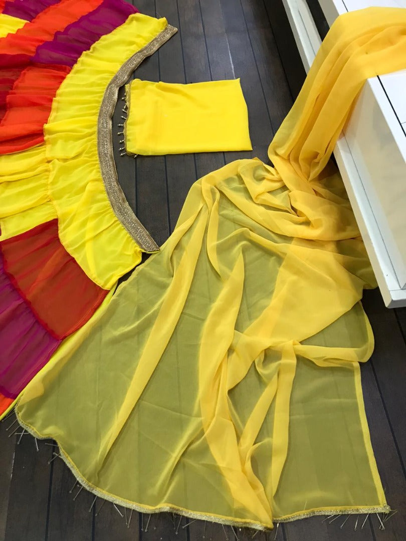 Multicolor georgette festival wear lehenga choli