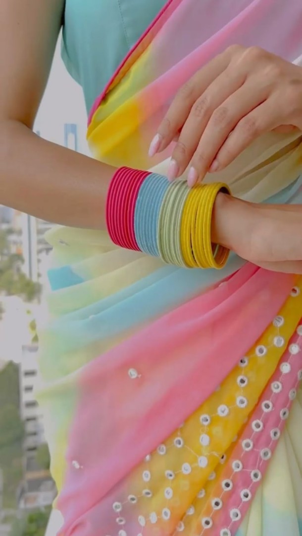 Multicolor georgette laheriya printed festival wear saree