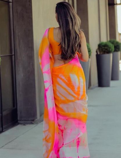 Multicolor georgette printed casual saree