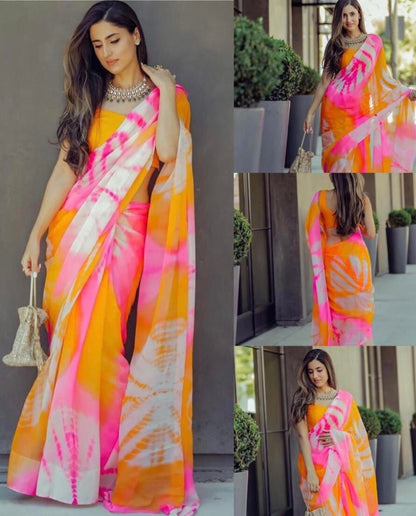 Multicolor georgette printed casual saree