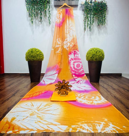 Multicolor georgette printed casual saree