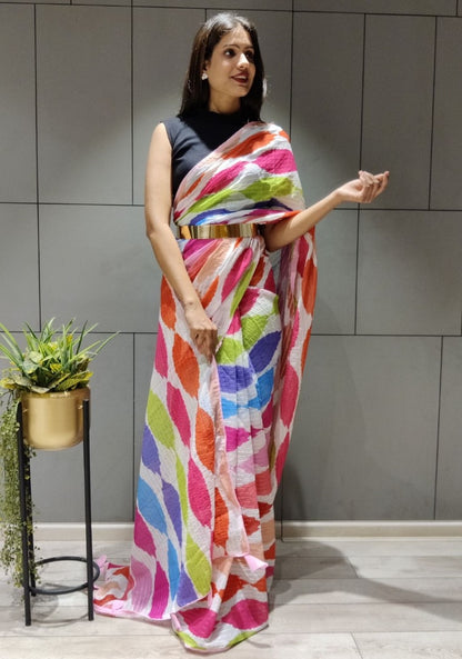 Multicolor georgette printed saree