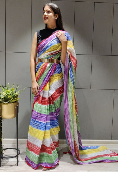 Multicolor georgette printed saree