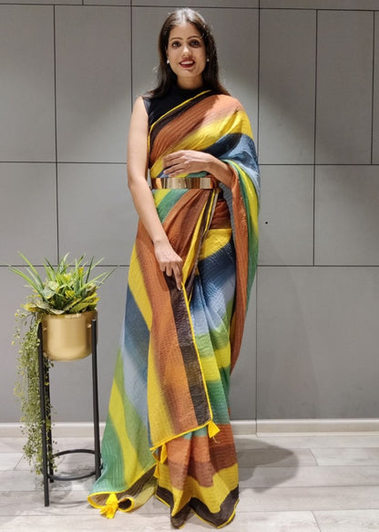 Multicolor georgette printed saree